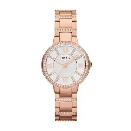 Produktbild: Fossil Damenuhr Virginia, Quarzwerk, 30mm Rose Gold Edelstahlgehäuse mit Edelstahlarmband, ES3284