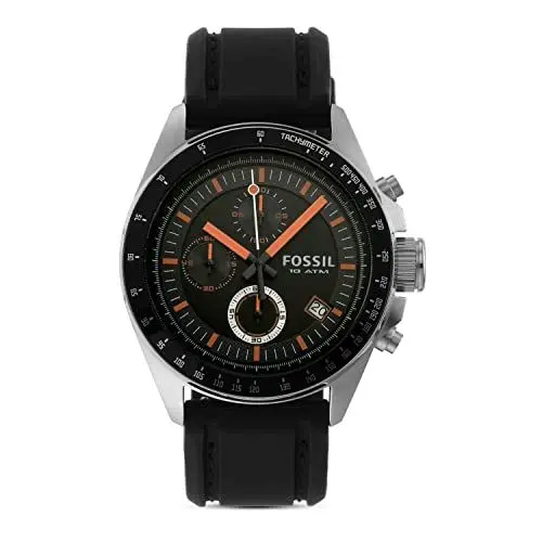 Produktbild: Fossil Decker uhr für Herren, Quarzwerk Chronograph mit Edelstahl- oder Lederarmband., Schwarz und Grau, 44MM