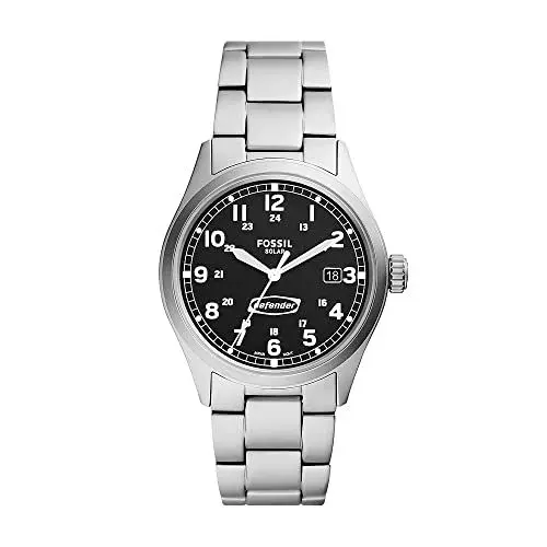 Produktbild: Fossil Defender uhr für Herren, Solarbetrieben mit Edelstahl- oder Lederarmband, Silberfarben, 40MM