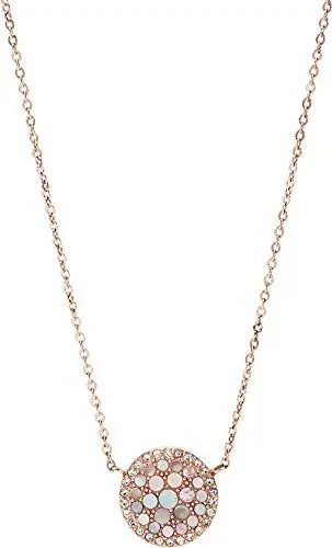 Produktbild: Fossil Halskette Für Frauen, 40,6 Cm Länge, 5,1 Cm Verlängerung Rosa, Rose Gold Perlmutt, Edelstahl Halskette, JF01740791