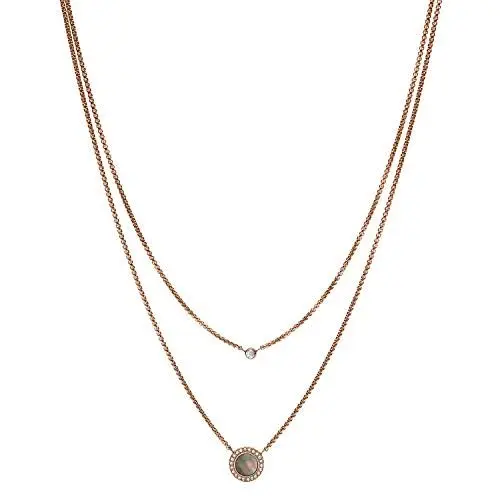 Produktbild: Fossil Halskette Für Frauen Misty Autumn, Gesamtlänge:42+46+5Cm Verlängerungskette Rose Gold Edelstahl Halskette, JF02953791