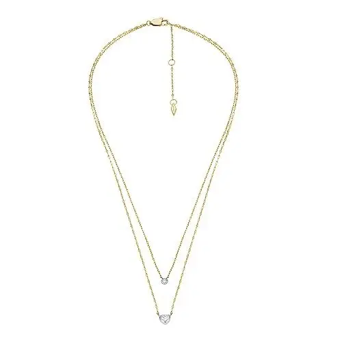 Produktbild: Fossil Sadie Damen-Edelstahl-Halskette mit Karabinerverschluss, Gold- und Silberton