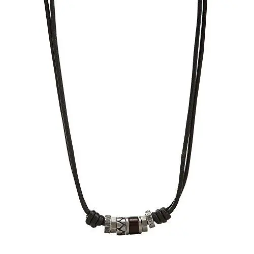 Produktbild: Fossil Halskette Für Männer, Braun, Silber Echtleder Halskette, JF84068040