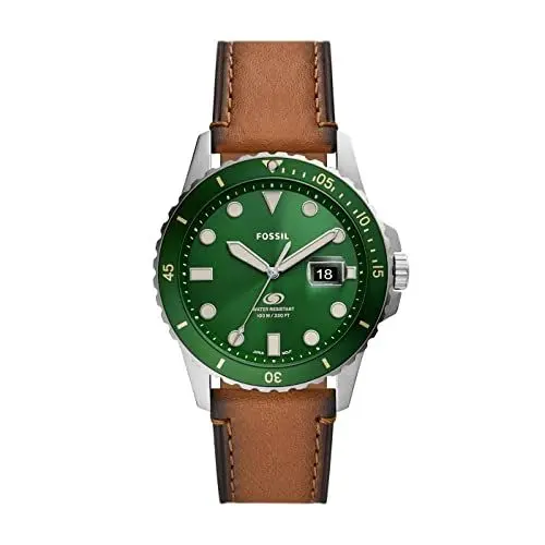 Produktbild: Fossil Blue uhr für Herren, Quarzwerk mit Edelstahl- oder Lederarmband, Grün und Braun, 42MM