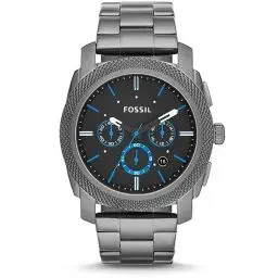Produktbild: Fossil Machine uhr für Herren, Chronographenwerk mit Edelstahl- oder Lederarmband, Grau und Blau, 45MM