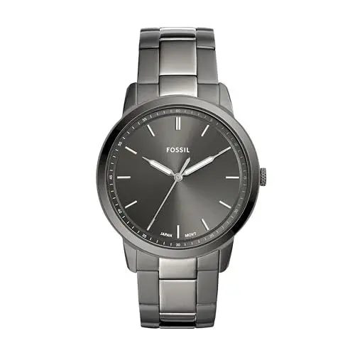 Produktbild: Fossil Minimalist uhr für Herren, Quarzwerk mit Edelstahl- oder Lederarmband, Dunkelgrau, 44MM