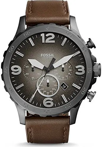 Produktbild: Fossil Nate uhr für Herren, Quarzwerk Chronograph mit Edelstahl- oder Lederarmband, Grau und Braun, 50MM