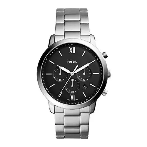 Produktbild: Fossil Neutra uhr für Herren, Chronographenwerk mit Edelstahl- oder Lederarmband, Silberton und Schwarz, 44MM