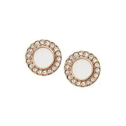 Produktbild: Fossil Ohrringe Für Frauen, 1,14 Cm X 0,8 Cm Rose Gold, Weißes Leder, Edelstahl-Ohrringe, JF02659791