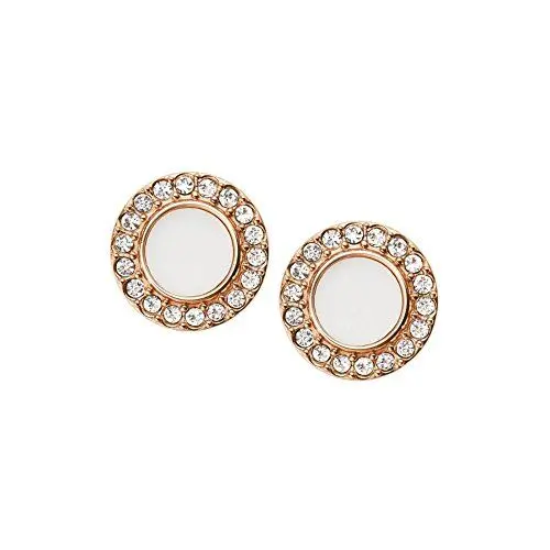 Produktbild: Fossil Ohrringe Für Frauen, 1,14 Cm X 0,8 Cm Rose Gold, Weißes Leder, Edelstahl-Ohrringe, JF02659791