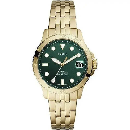 Produktbild: Fossil Uhr für Frauen Fb01, Quarzwerk, 36mm Gold Edelstahlgehäuse mit einem Edelstahlarmband, ES4746