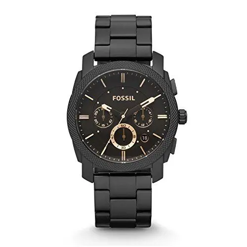 Produktbild: Fossil Machine uhr für Herren, Chronographenwerk mit Edelstahl- oder Lederarmband, Schwarz und Roségoldton, 42MM