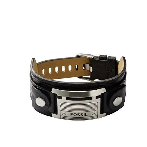 Produktbild: Fossil große schwarze ID-Manschette Armband aus Leder, JF84816040 Länge: 242mm, Breite ID: 29mm