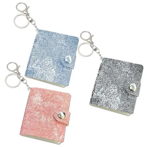 Produktbild: Fotoalbum Klein, 3 Stück Mini Fotoalbum Schlüsselanhänger Album 2 Zoll Leder Fotobuch Klein zum Selbstgestalten DIY Taschen Fotoalbums 20 Fotos für Freunde Familien