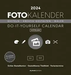 Produktbild: Foto-Bastelkalender schwarz 2024 - Do it yourself calendar 16x17 cm - datiert - Kreativkalender - Foto-Kalender - Alpha Edition