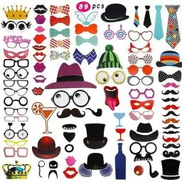 Produktbild: 89Stück Fotobox Requisiten Party Deko für Karneval,Geburtstag,Hochzeit, Weihnachtsparty als Photo Booth Props,Fotobox Accessoires,Foto Booth Requisiten,Photo Booth Props