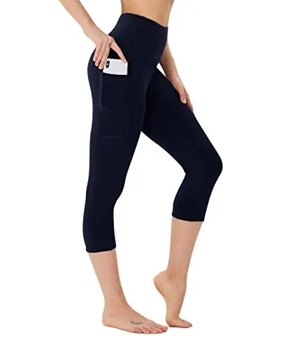 Produktbild: FOTOCITI Leggings Damen mit Tasche Capri Leggins High Waist Caprihose Sommer Blickdicht Sportleggins Sporthose Hose Gym Outdoor Yoga(Navy,S-M)