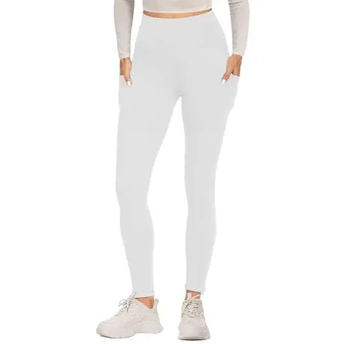 Produktbild: FOTOCITI Sport Leggings Damen mit Tasche High Waist Sportleggins Lang Blickdicht Sporthose Push Up Yogahose Bauchweg Laufhose Fitnesshose Hose(1-Weiß, L-XL)