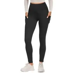 Produktbild: FOTOCITI Sport Leggings Damen mit Tasche High Waist Sportleggins Lang Blickdicht Sporthose Push Up Yogahose Bauchweg Laufhose Fitnesshose Hose(Schwarz, S-M)
