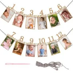 Produktbild: Fotogirlande 1. Geburtstag, Erster 1. Geburtstag Girlande Banner, Foto Banner 1. Geburtstag für 1 bis 12 Monate Baby, Fotogirlande Geburtstagsdeko Hängende für Mädchen Jungen Party Wanddekoration