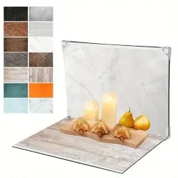 Produktbild: Fotohintergründe für Lebensmittelfotografie, 7 Stück, 14 Muster, kleines Produkt, Hintergrund-Tischplatten-Set, Flache Requisiten für Schmuck, Kosmetik, Make-up, 40,6 x 29,2 cm (Black White Brown)