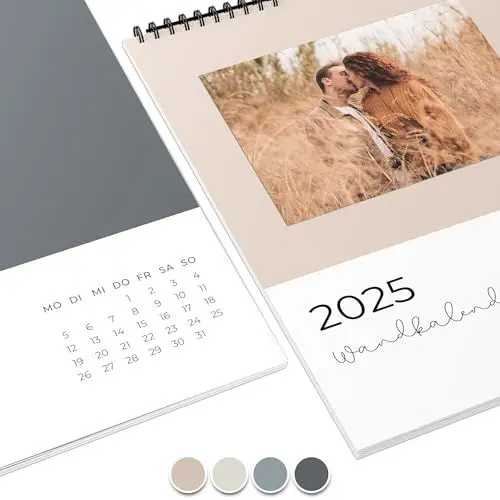 Produktbild: Fotokalender 2025 zum selbstgestalten (Bastelkalender 2025 im A4 Format) - DIY Kalender zum selber gestalten von Januar bis Dezember mit Ferienübersicht - Ideal als Geschenk - Coziness