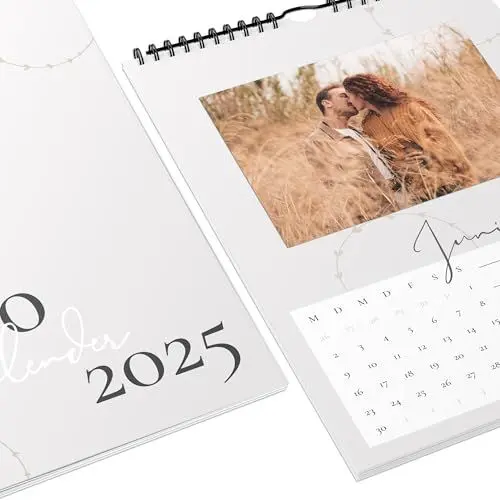 Produktbild: Fotokalender 2025 zum selbstgestalten (Bastelkalender 2025 im A4 Format) - DIY Kalender zum selber gestalten von Januar bis Dezember mit Ferienübersicht - Ideal als Geschenk - Einfarbig