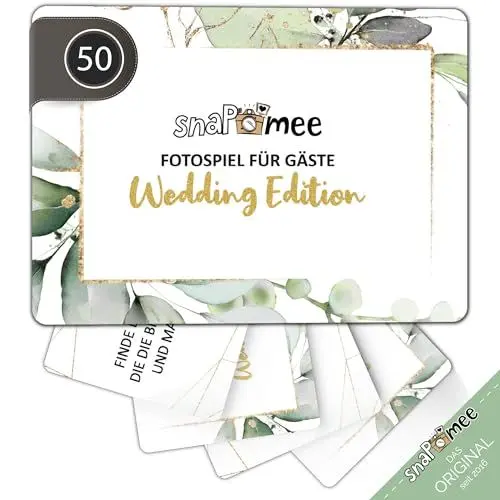 Produktbild: Fotospiel Hochzeit - Das Original von snaPmee - 50+4 Fotoaufgaben - Hochzeitsspiel für Gäste & Brautpaar (Eukalyptus)