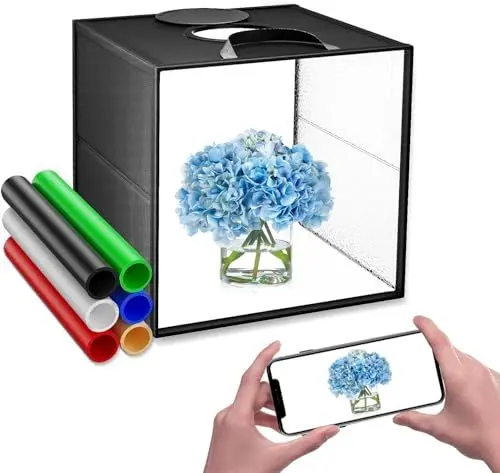 Produktbild: Fotostudio Set Photobox 40 * 40 * 40cm Professionelle Lichtbox Fotobox Tragbarer Fotografie Lichtzelte mit 120 LEDs Verstellbares Licht, 3 Farben mit Variabler Temperatur für Lichtzelt zum Schmuck