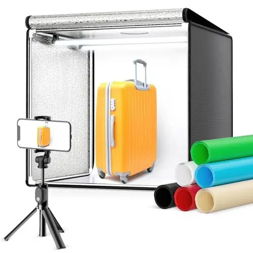 Produktbild: Fotostudio Set Photobox 60 * 60 * 60cm,Sunowl Tragbarer Fotostudio Lichtzelt mit 126 LEDs Verstellbares Licht,Professionelle Lichtbox Fotobox mit 6 PVC Hintergründe für Schmuck- und Produktfotografie