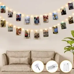 Produktbild: kolpop Lichterkette mit Klammern für Fotos 5M 50LED Foto Batteriebetriebene Fotoclips für Wohnzimmer, Weihnachten, Hochzeiten, Party Bilder Aufhängen