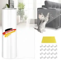 Produktbild: FOVHEE Kratzfolie Katzen Selbstklebend 30cm X 300cm, Katzen Kratzschutz Sofa Transparent, Kratzschutz Katze mit 20 Schrauben, Katzen Kratzschutz Für Möbel Couch Tür Wand Kratzabwehr