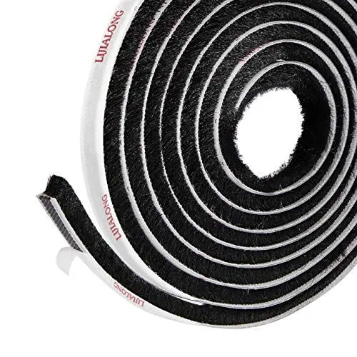 Produktbild: fowong Bürstendichtung Selbstklebend 6m(L) x9mm(B) x 9mm(D) Dichtungsband Selbstklebend Fensterdichtung hochdichter Filz-Zugluft-Exzenter für Schiebetüren und Garderobe (Schwarz)