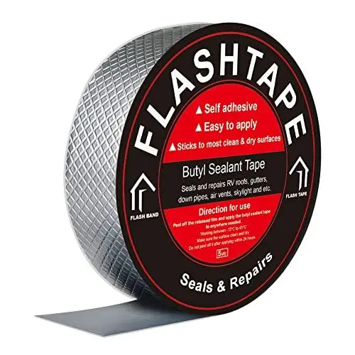 Produktbild: fowong Wasserdichtes Klebeband, 3cm(B) x5M(L) Butyl Klebeband Reparatur-klebeband Panzertape Alufolie Dickes Dichtband Alu Folie zum Abdichten und Befestigen im Loch Rohr Dach Wohnmobil