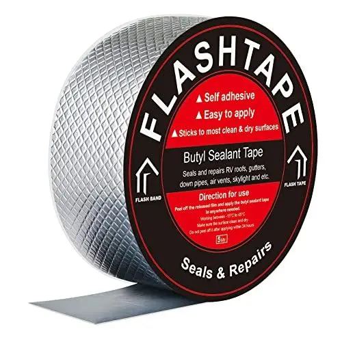 Produktbild: fowong Wasserdichtes Klebeband, 5cm(B) x5M(L) Butyl Klebeband Reparatur-klebeband Panzertape Alufolie Dickes Dichtband Alu Folie zum Abdichten und Befestigen im Loch Rohr Dach Wohnmobil