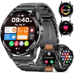 Produktbild: FOXBOX Smartwatch Herren Bluetooth Telefonfunktion,120+ Sport Modi Smart Watch mit Herzfrequenz Kalorien Blutsauerstoff Schlafmonitor,Android iOS 400mAh Schwarz