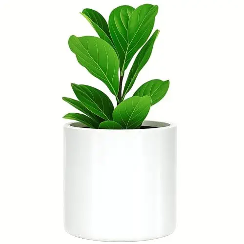 Produktbild: Fox&Fern Übertopf M - Blumentopf Gross inkl. Wasserabfluss - Blumentopf hoch 24cm - Übertöpfe für Zimmerpflanzen - 25cm Durchmesser - Pflanzentöpfe groß - Plant Pot - weiß