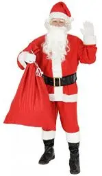Produktbild: Foxxeo 9-teiliges Weihnachtsmann Nikolauskostüm Kostüm für Herren Mit - Mütze, Bart, Gürtel und Handschuhe, Gr.-XL, Rot-Weiß