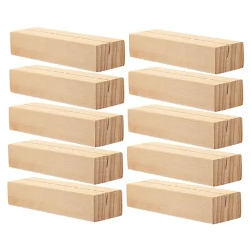 Produktbild: FOYTOKI 10 Stück Kartenständer Postkartenhalter Kartenpräsentationszubehör Geschenkpräsentationsständer Holztisch Namenshalter Kartenbasen Kartendisplayhalter Holzsockel Für