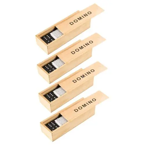 Produktbild: FOYTOKI 4 Sets Dominosteine Puzzle Zubehör Für Erwachsene Domino Brettspiel Domino Rennen Lernspielzeug Für Domino Bausteine Rennspielzeug Spiel Familienspiel Schwarzes Holz