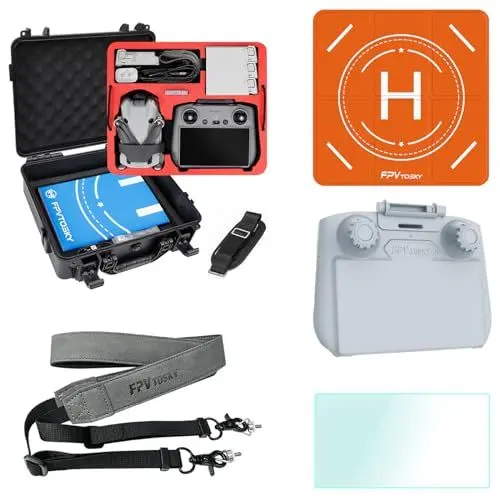 Produktbild: FPVtosky Drohne Mini 4 Pro Zubehör 5-IN-1 Kit, Dual Layer Mini 4 Pro Koffer, Landepad, Lanyard, Bildschirmschutz, Sonnenschirm Abdeckung für DJI Min 4 Pro (Nur für Mini 4 Pro RC 2)