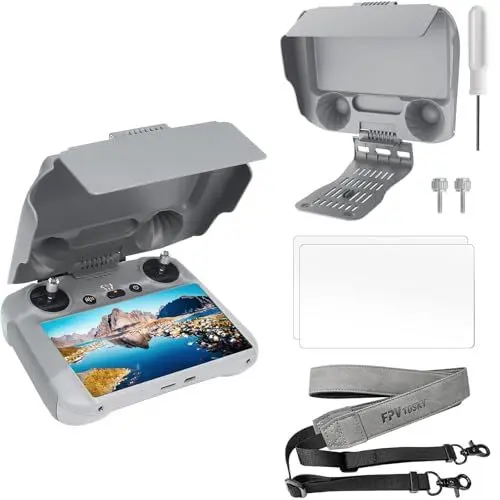 Produktbild: FPVtosky RC 2 Controller More Protector Kit für DJI Mini 4 Pro Zubehör, Kit beinhaltet RC 2 Sun Hood Cover, RC 2 Lanyard, RC 2 Screen Protection x 2, DJI RC 2 Zubehör, DJI Air 3 Zubehör…