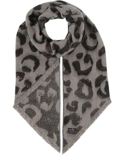 Produktbild: FRAAS Damen-Schal aus Cashmink mit Leo-Muster - 46 x 200 cm - Feiner als Cashmere - Perfekt für Herbst und Winter - Sustainability Edition - Made in Germany Silver