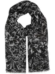 Produktbild: FRAAS Damen Schal mit elegantem Blumen-Muster - 50 x 180 cm - nachhaltig aus recyceltem Polyester - Perfekt für den Sommer - Sustainability Edition Black/White