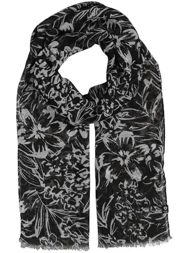 Produktbild: FRAAS Damen Schal mit elegantem Blumen-Muster - 50 x 180 cm - nachhaltig aus recyceltem Polyester - Perfekt für den Sommer - Sustainability Edition Black/White