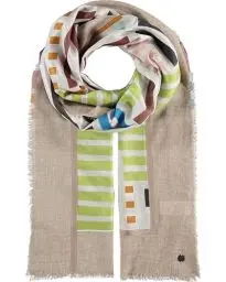 Produktbild: FRAAS Patchwork-Stola mit Streifen-Print in Seidenmischung - 70x180 cm - leichtes Tuch perfekt für Frühling und Sommer Camel