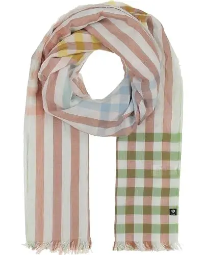 Produktbild: FRAAS Stola mit Karo-Muster - 93 x 200 cm - leichter Schal in Viskose-Mischung - Made in Germany - Sustainability Edition Misty Jade