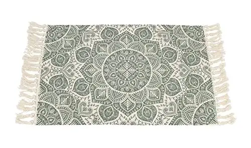 Produktbild: FRANK FLECHTWAREN Bodenmatte Mandala, grün 90 x 60 cm, vielseitig einwendbar