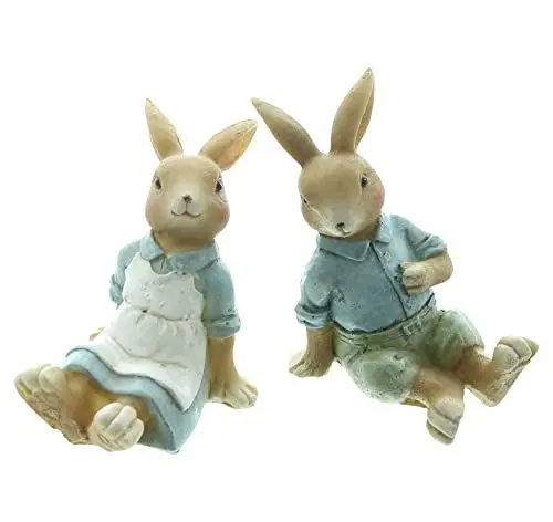 Produktbild: FRANK FLECHTWAREN Hase Liesel & Anton im 2er Set, Oster-Frühlingsdeko Höhe 6 cm, 7 cm