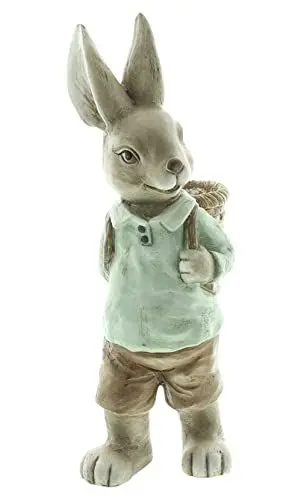Produktbild: FRANK FLECHTWAREN Osterdeko, Gartendeko, Hasenjunge mit Korb, Dekofigur, Osterfigur, Höhe 51 cm